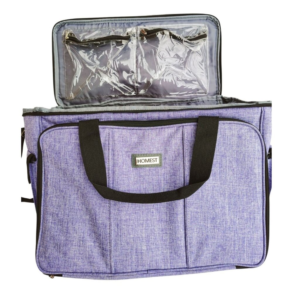 Homest Light Purple Carrying Case Multiple Compartment Adjust Strap Travel Offic - Picture 7 of 10